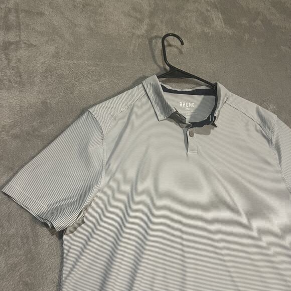 Rhone Polo Shirt Mens Extra Large XL Gray Stripe Performance Golf - Picture 2 of 7